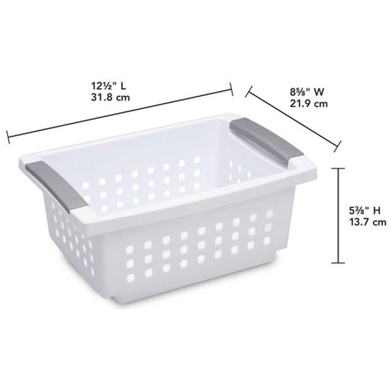 Sterilite Stackable Storage Bin and Organization Basket with Flip Down Accent Rails for Home and Household Organization, Small, White (16 Pack) - Image 2
